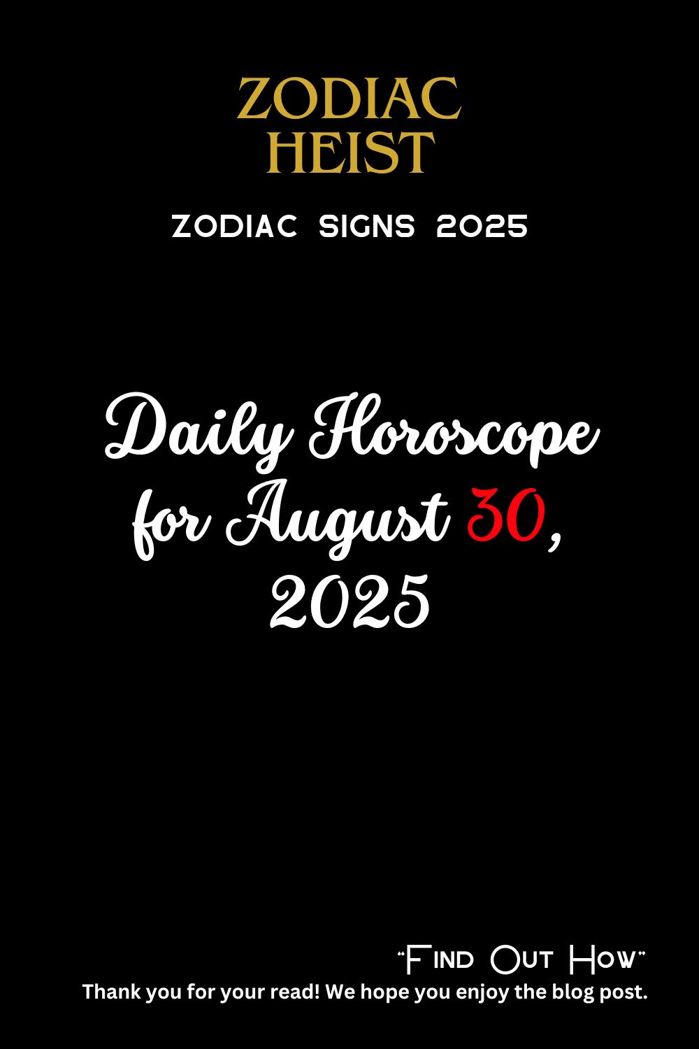 Daily Horoscope for August 30, 2025